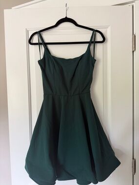 Trixxi Dark Green Spaghetti Strap Fit & Flare Mini Dress